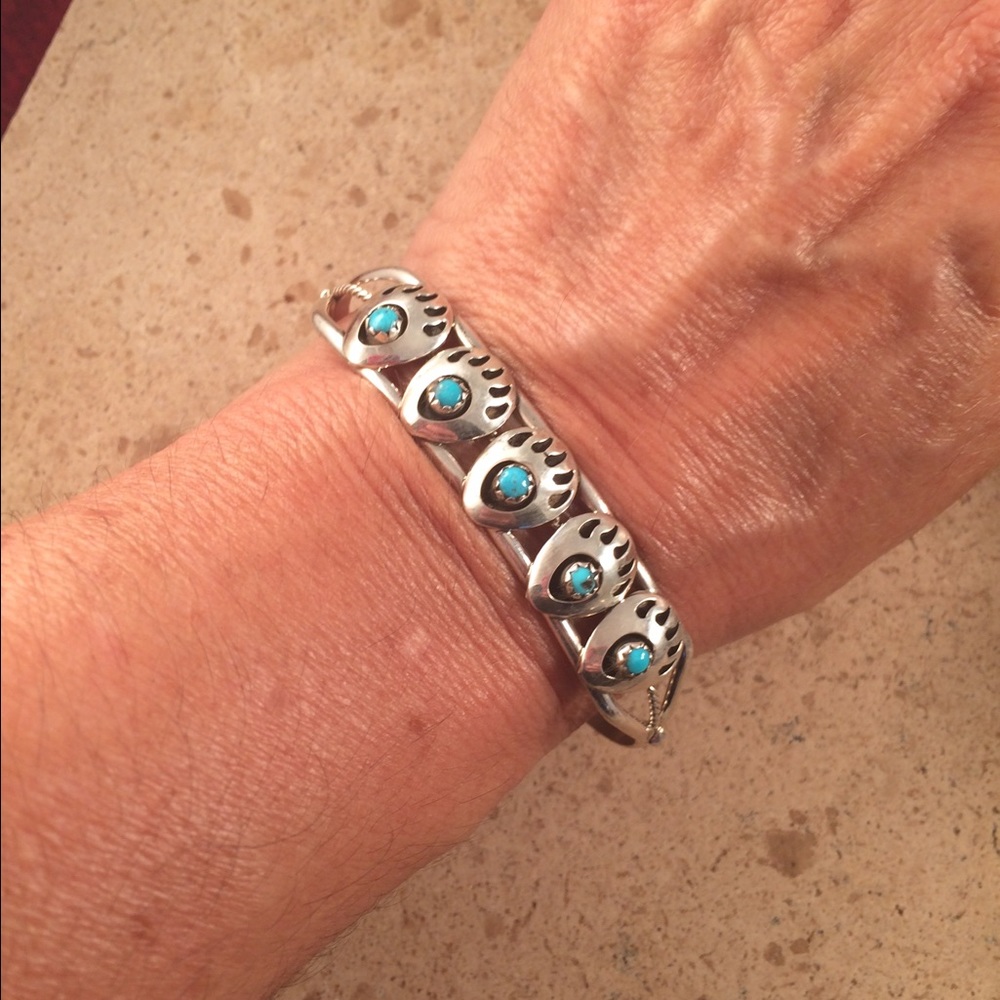 Navajo Bear Paw Sterling Silver Bracelet